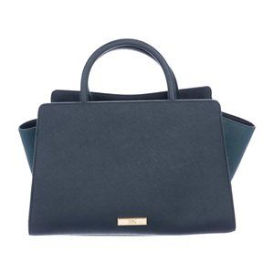 Zac Posen  Eartha E/W Navy Leather Satchel. NEW